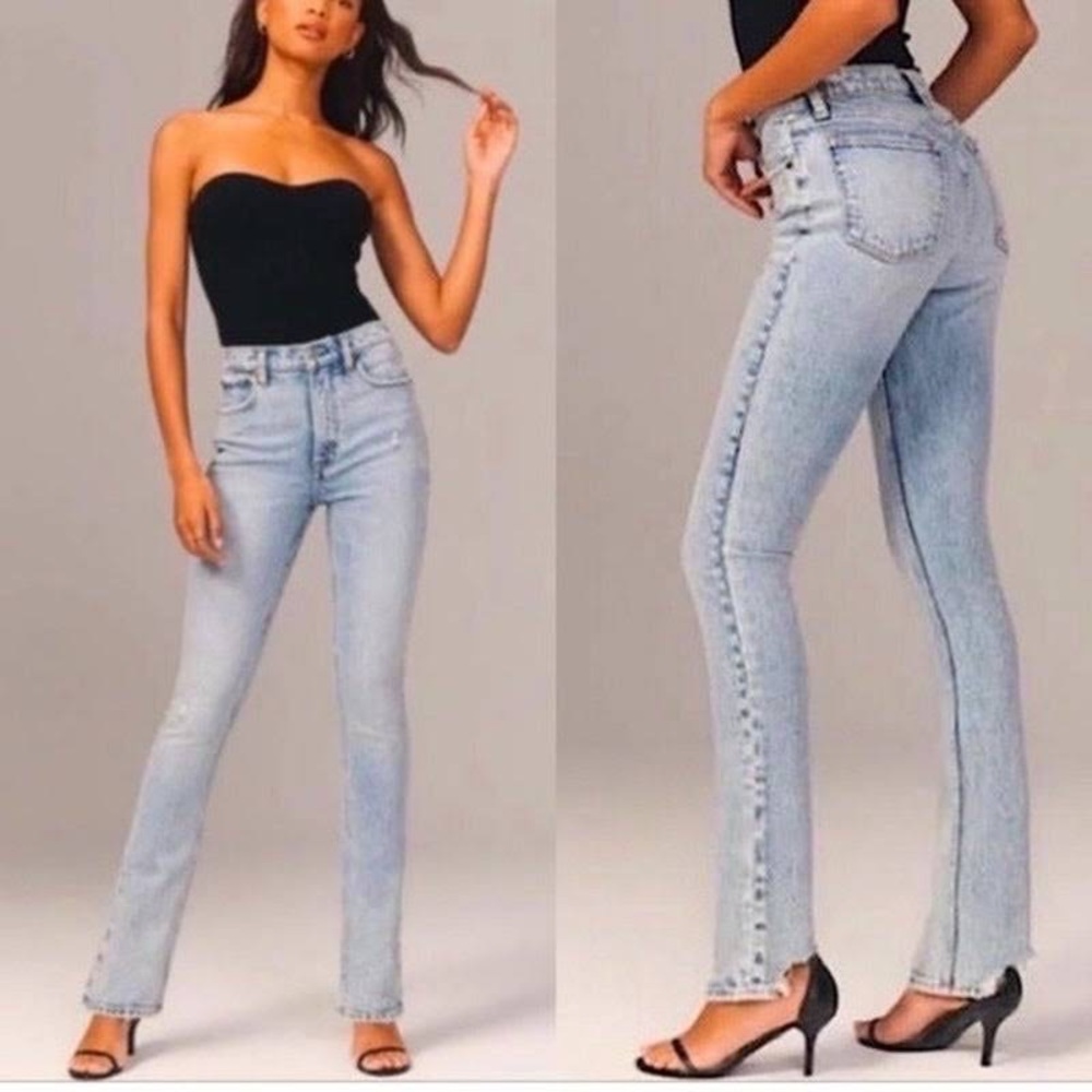 Abercrombie & Fitch 90s High Rise Light Acid Wash Skinny Jeans, Size 24